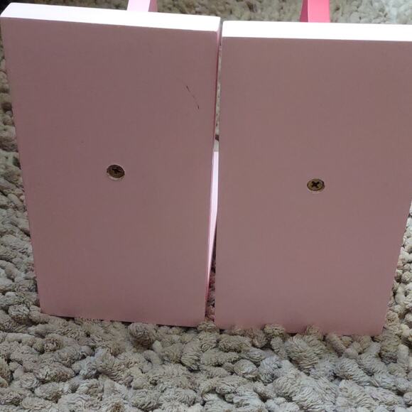 New Pink Gray Polka Dot Owl Wooden Bookends 4x7 inches‎ - Picture 5 of 8